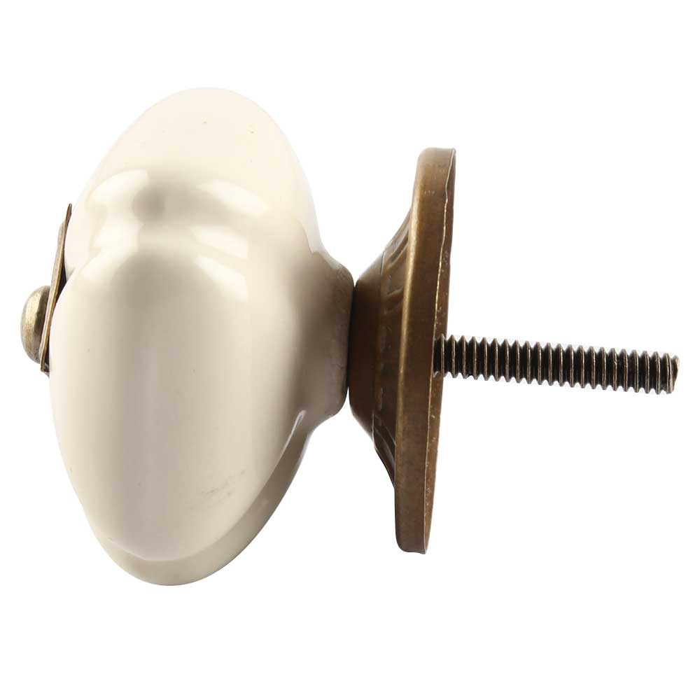 Solid Cream Square Ceramic Wardrobe Knob
